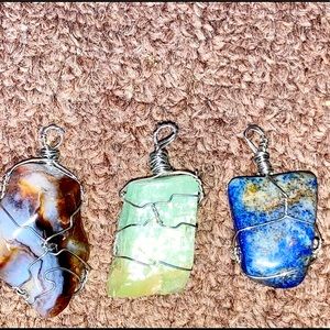 Bundle of three crystal wire wrapped necklaces